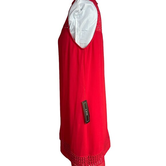 Sleeveless Red Dress With Lace Details & Keyhole Back By A. Byer - Size L - Picture 3 of 4